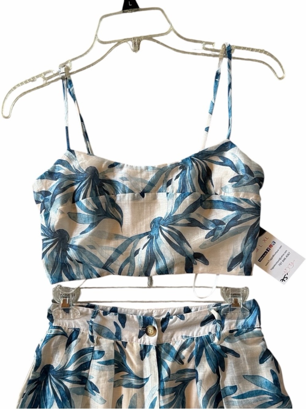 Aakaa Tropical Bra Top & High Waisted Wide Leg Pants Size Small NWT - Picture 4 of 14